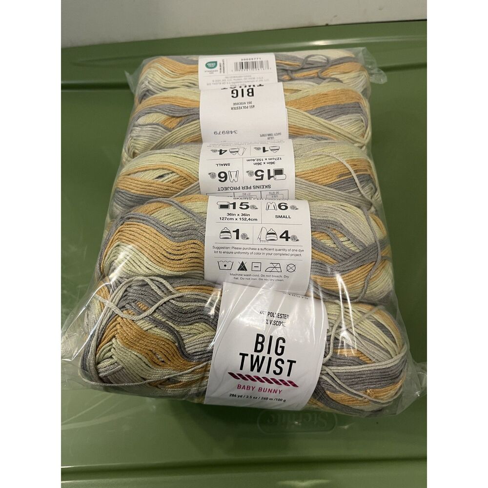 Big Twist Baby Bunny Safety Town Stripe Yarn Lot (10) - Dye Lot 348979
